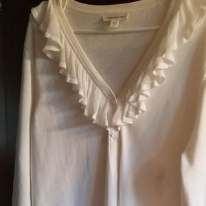 Womans White button down Sweater